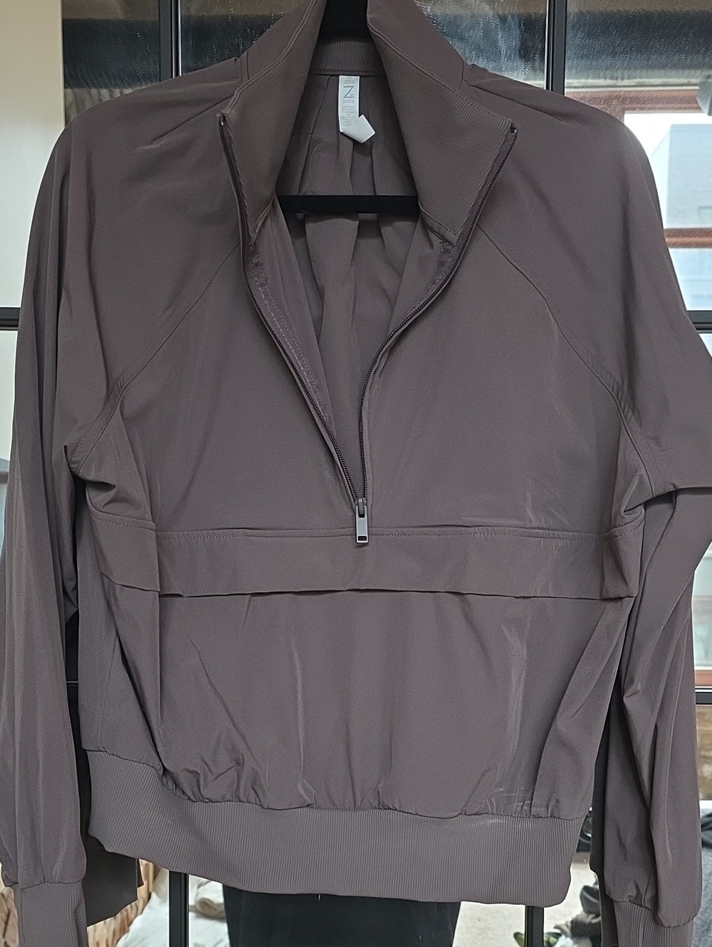 Zella Women's Bomber Pullover Jacket in Taupe Brown